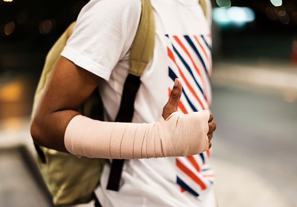 Young black man with bandage wrap