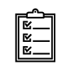 Black outline icon of checklist on notepad